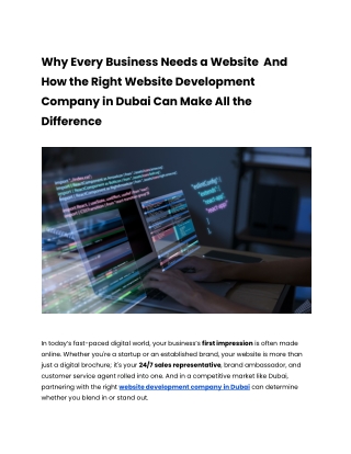 Why Every Business Needs a Website  And How the Right Website Development Company in Dubai Can Make All the Difference