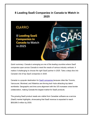 8 Leading SaaS Companies in Canada to Watch in 2025