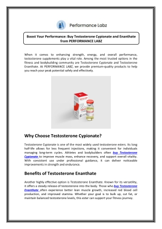 Testosterone Enanthate for Sale – Premium Hormone Enhancement