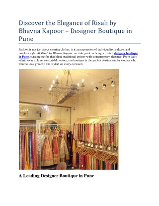 Discover the Elegance of Risali by Bhavna Kapoor