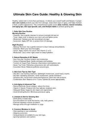 Ultimate Skin Care Guide: Healthy & Glowing Skin