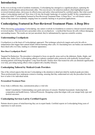 Coolsculpting Featured in Peer-Reviewed Treatment Plans: A Deep Dive