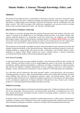 Islamic Studies: A Journey Through Knowledge, Ethics, and Heritage