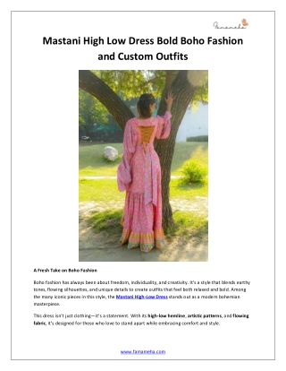 Mastani High Low Dress Bold Boho Fashion and Custom Outfits