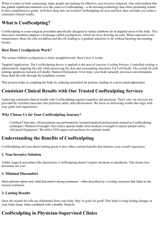 Consistent Clinical Results with Our Trusted Coolsculpting Services