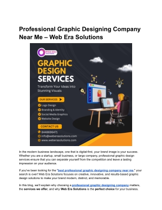 Professional Graphic Designing Company Near Me – Web Era Solutions