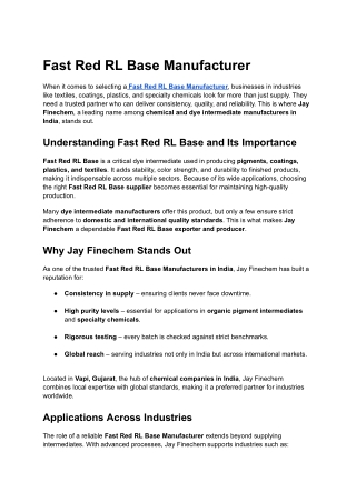 Fast Red RL Base Manufacturer