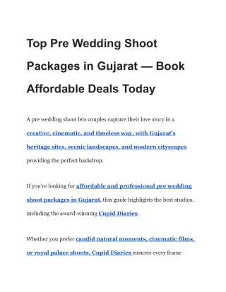 Top Pre Wedding Shoot Packages in Gujarat — Book Affordable Deals Today