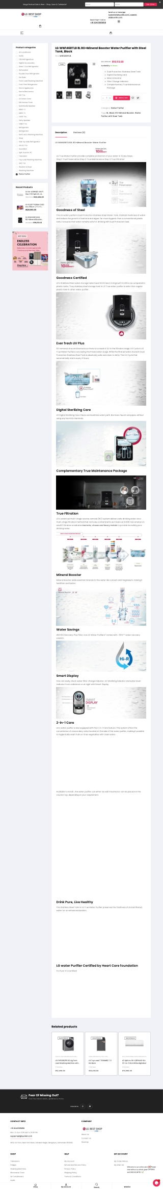 LG WW146RTLB 8L RO Mineral Booster Water Purifier - LGbyUnilet