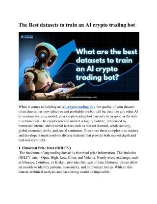 The Best datasets to train an AI crypto trading bot