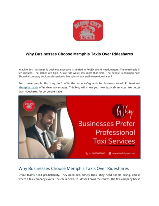 Why Businesses Choose Memphis Taxis Over Rideshares