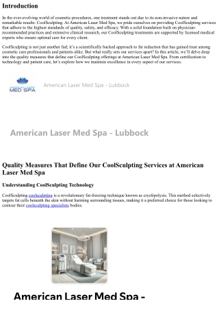 Quality Measures That Define Our CoolSculpting Services at American Laser Med Sp