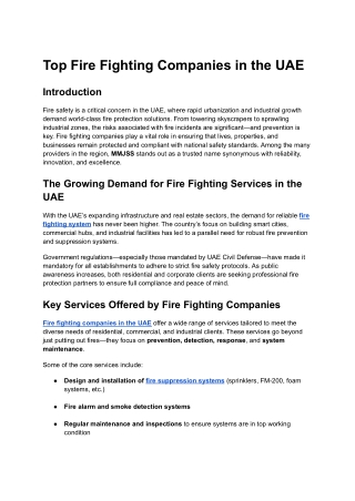 Top Fire Fighting Companies in the UAE