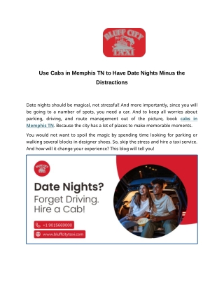 Use Cabs in Memphis TN to Have Date Nights Minus the Distractions