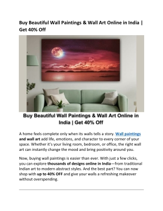 Buy Beautiful Wall Paintings & Wall Art Online in India | Get 40% Off