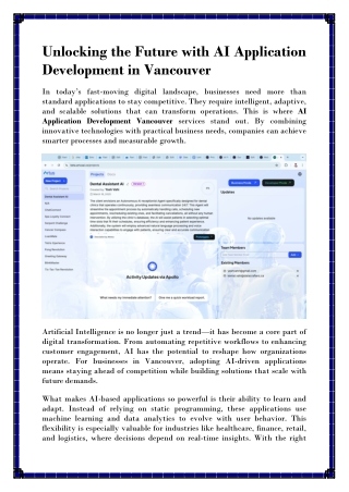 Leading AI Application Development Company in Vancouver