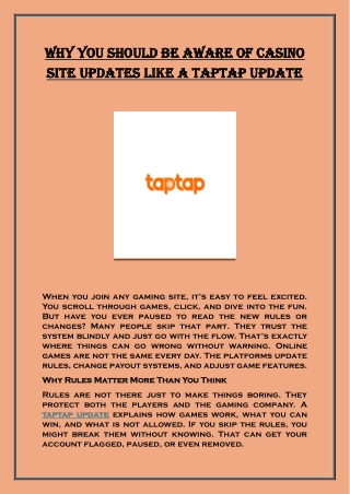 Why you should be aware of casino site updates like a taptap update