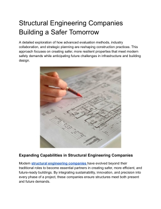 Structural Engineering Companies Building a Safer Tomorrow