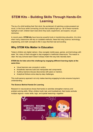 STEM Kits – Building Skills Through Hands-On Learning
