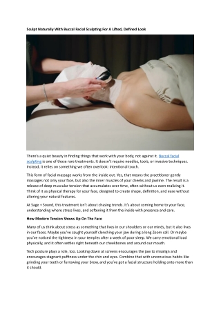 Buccal Facial Sculpting