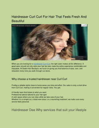 Hairdresser Curl Curl For Hair That Feels Fresh And Beautiful