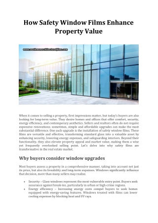 How Safety Window Films Enhance Property Value