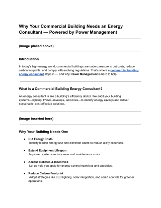 Why Your Commercial Building Needs an Energy Consultant — Powered by Power Management