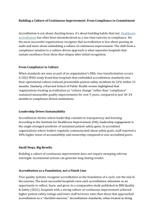 Building a Culture of Continuous Improvement From Compliance to Commitment