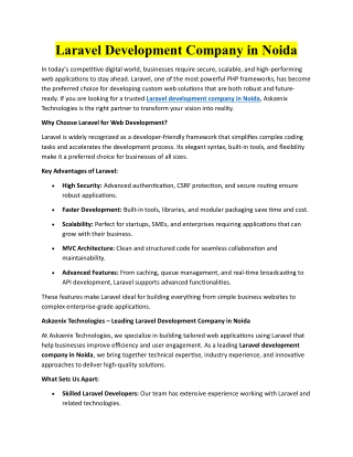 Laravel Development Company in Noida _Askzenix Technologies