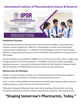 International Institute of Pharmaceutical Science