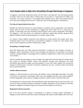 From Hawker Stalls to High-Tech: Storytelling Through Web Design in Singapore