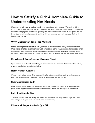 how to satisfy a girl