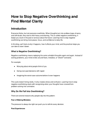 how to stop negative overthinking