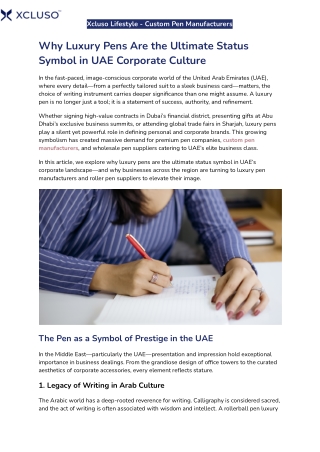 Why Luxury Pens Are the Ultimate Status Symbol in UAE Corporate Culture