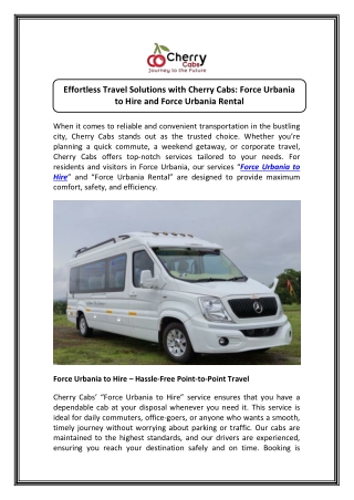 Luxury Force Urbania Rental for Weddings, Events & Outstation Travel