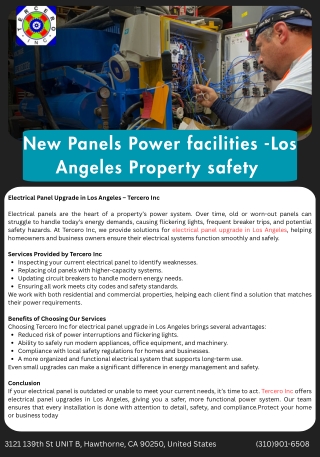 New Panels Power facilities -Los Angeles Property safety