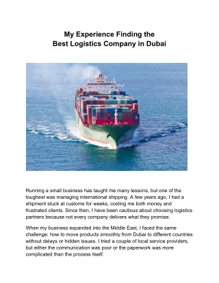 My Experience Finding the Best Logistics Company in Dubai