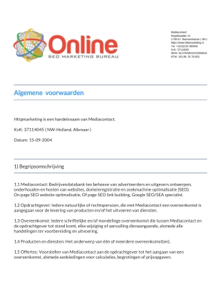 Algemene voorwaarden Mediacontact / Httpmarketing