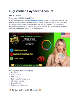 Best Marketplace for Verified Payoneer Accounts (@Smmbundle) pdf