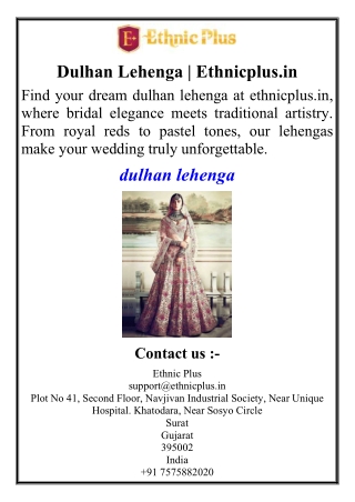Dulhan Lehenga | Ethnicplus.in