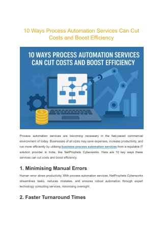 10 Ways Process Automation Services Can Cut Costs and Boost Efficiency