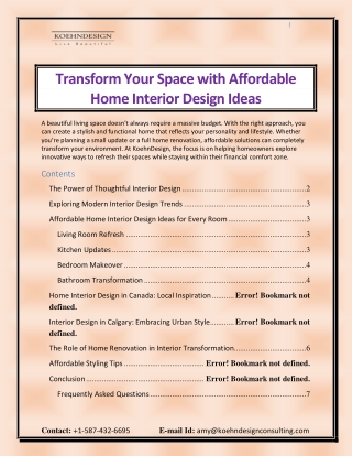 Transform Your Space with Affordable Home Interior Design Ideas