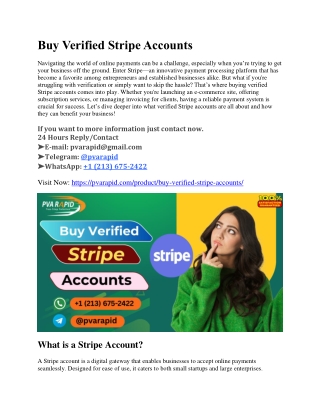 How to Buy Verified Stripe Accounts – LLC and LTD Verified Options