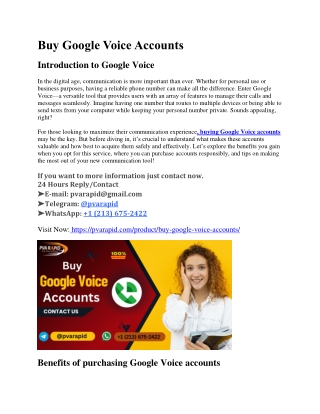 Buy Old Google Voice Accounts – Secure & Working