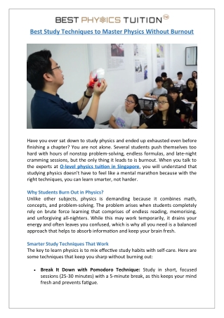 Best Study Techniques to Master Physics Without Burnout