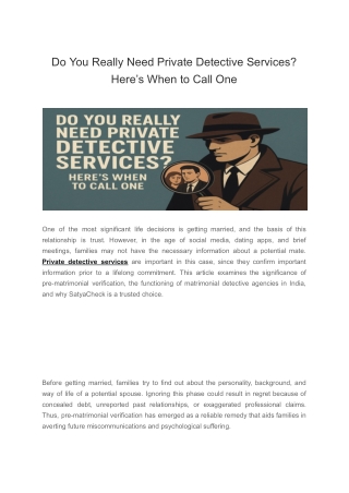 Do You Really Need Private Detective Services