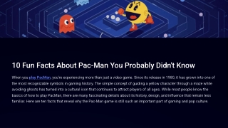 10 Fun Facts About Pac-Man You Probably Didn’t Know