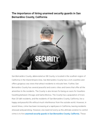 The importance of hiring unarmed security guards in San Bernardino County, California