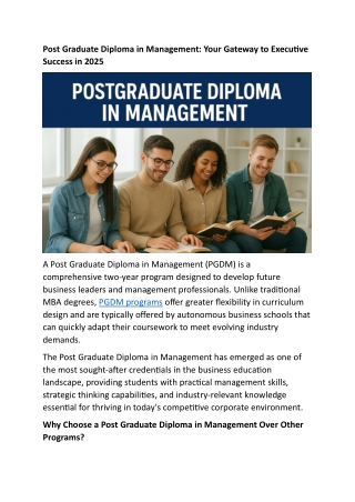 Post Graduate Diploma in Management