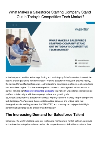 What Makes a Salesforce Staffing Company Stand Out in Today’s Competitive Tech Market